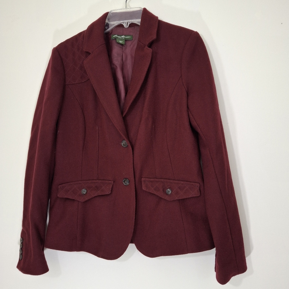Eddie Bauer Burgundy Wool Blazer, Size 10